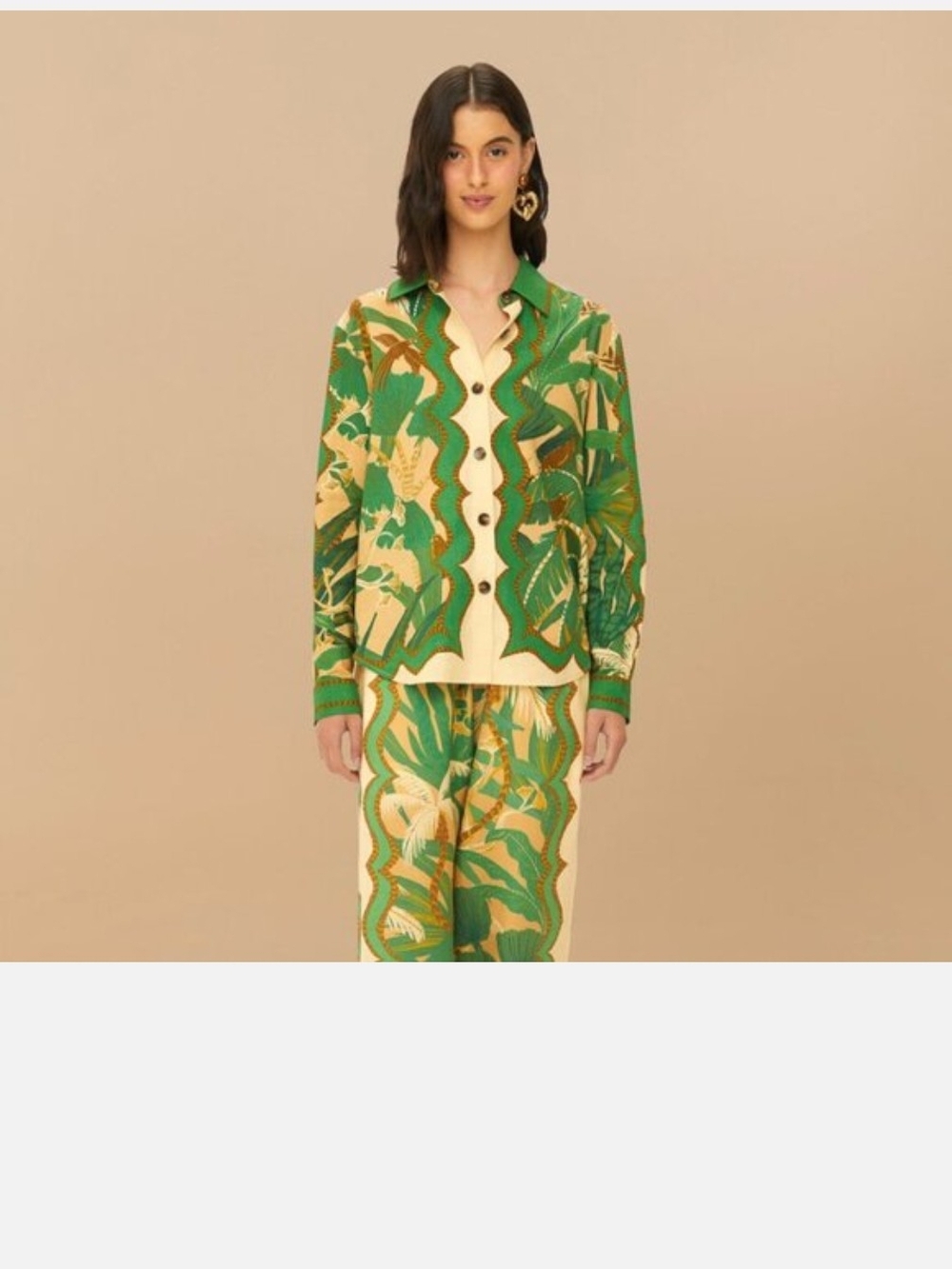 Tropical Isla Euroflax Button Down Shirt Top Matching Set Medium Shirt Only